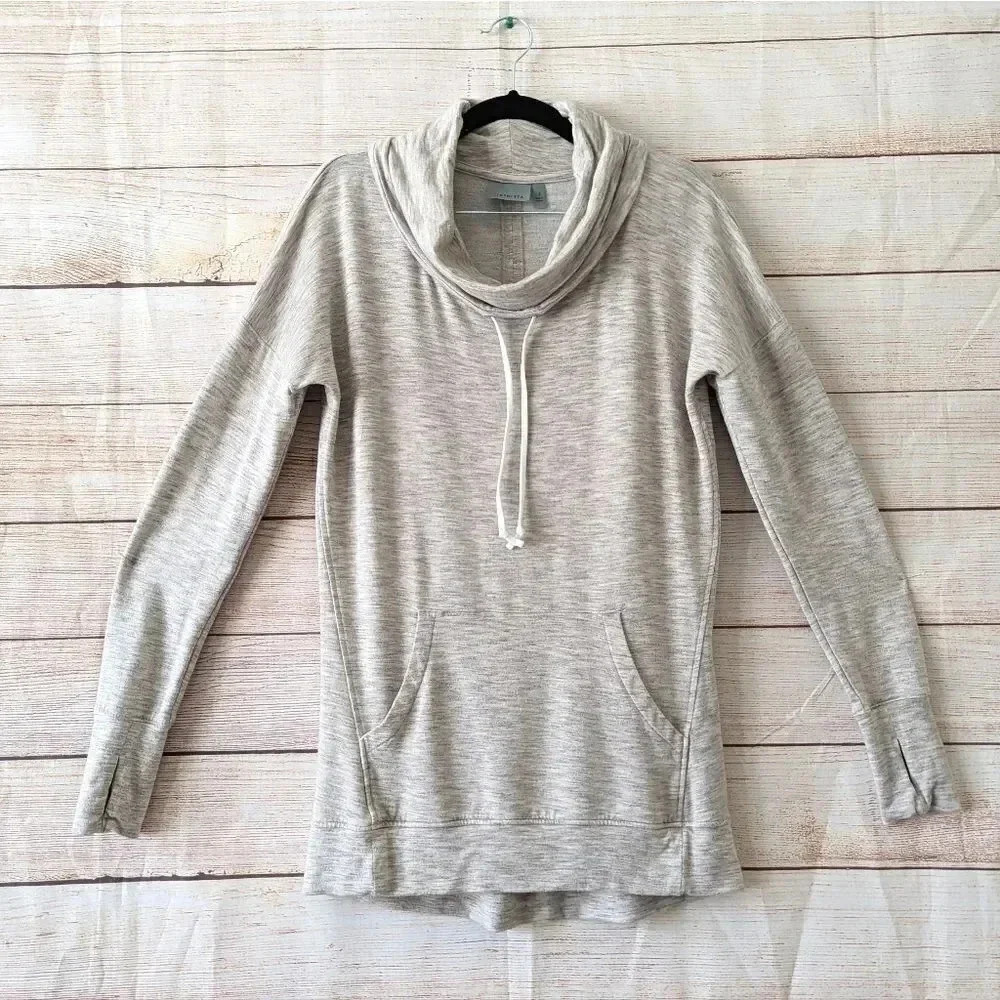Athleta Cowl Neck Sweatshirt Women's Size Small S Oatmeal Kangaroo Pocket